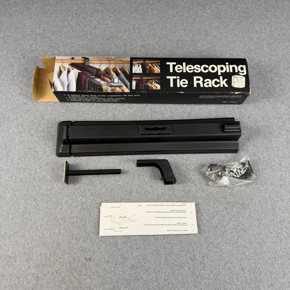 Vintage Star Case Telescoping Tie Rack Closet Organizer w/ Box 1970s USA